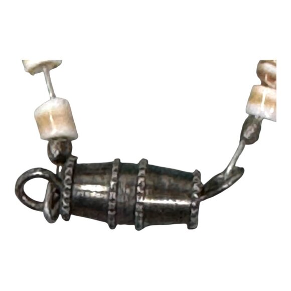 Vintage Heishi Beaded Tigers Eye & Shell Bead Necklace Southwest Barrel Clasp - Picture 3 of 7